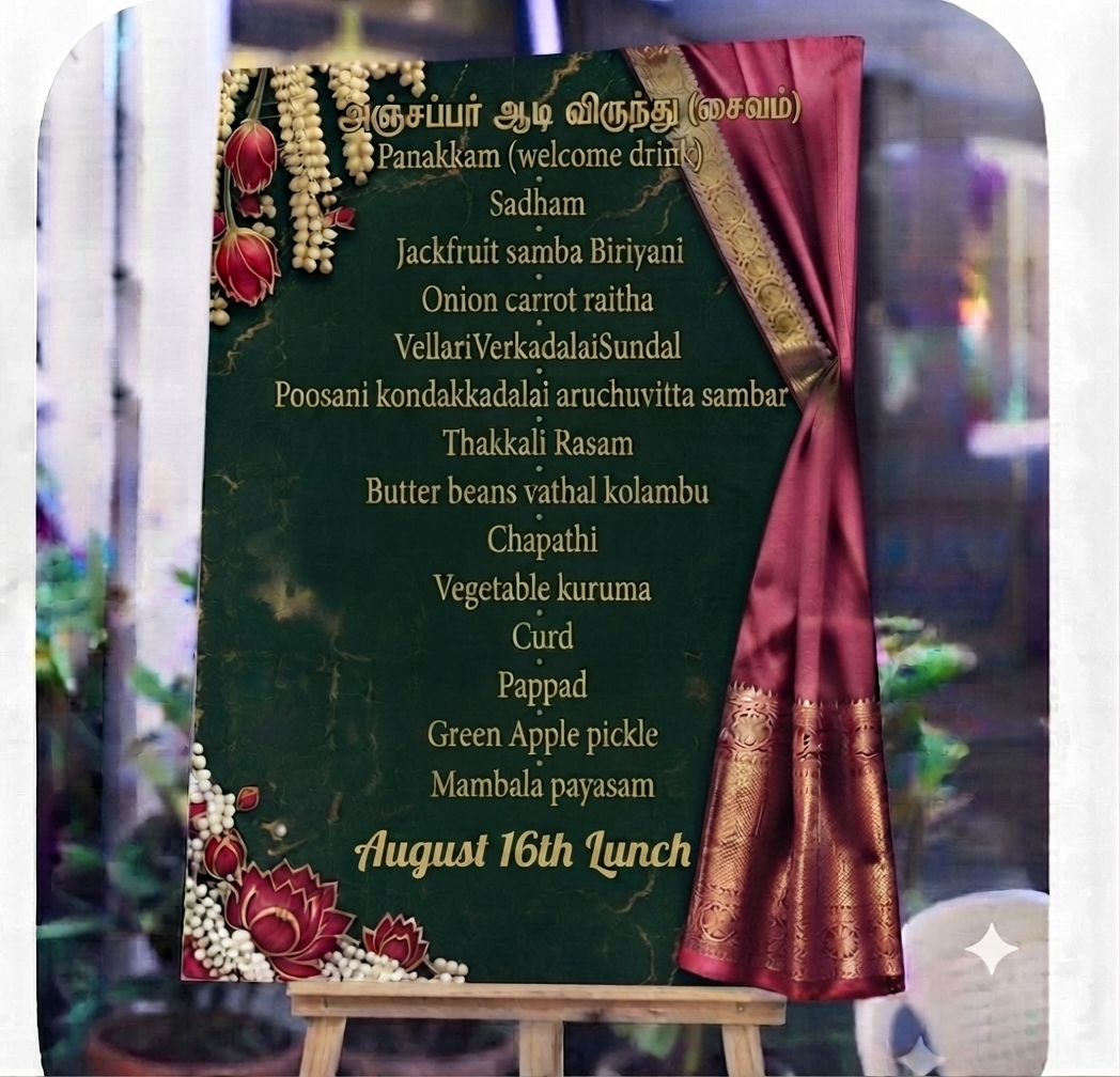 Adi Virundhu Veg Menu